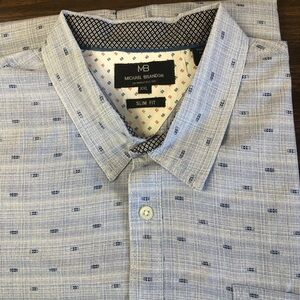 Gorgeous Michael Brandon Blue Mens Short Sleeved Dress Shirt in Size 2XL